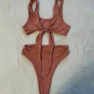 437 Tie-Front Bikini Set in Pink